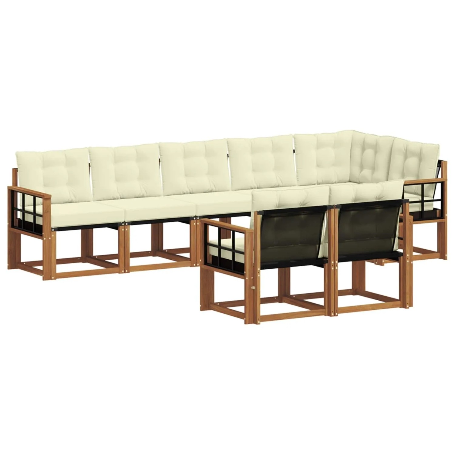 vidaXL Outdoor-Sofagarnitur mit Kissen 8-Tlg Natur und Creme 3368789