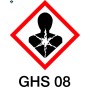 GHS08 Gefahrensymbol für Gesundheitsgefahr: Person mit Stern auf der Brust im roten Rautensymbol.
