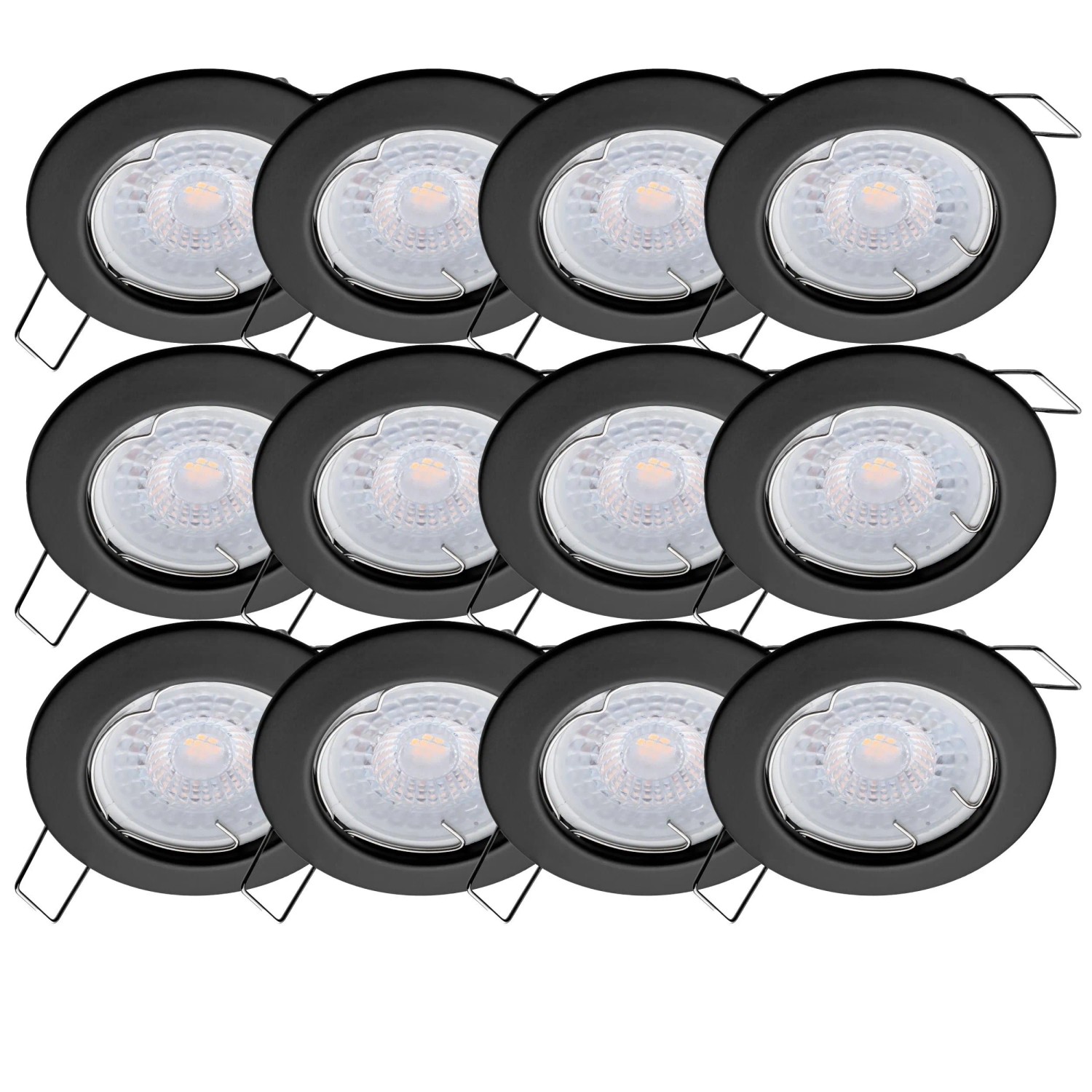 Oktaplex Sedan 12er Set LED-Einbaustrahler Energieeffizienzklasse A Schwarz 1,9W Warmweiß 3000K 230V Flach Lochmaß 60mm