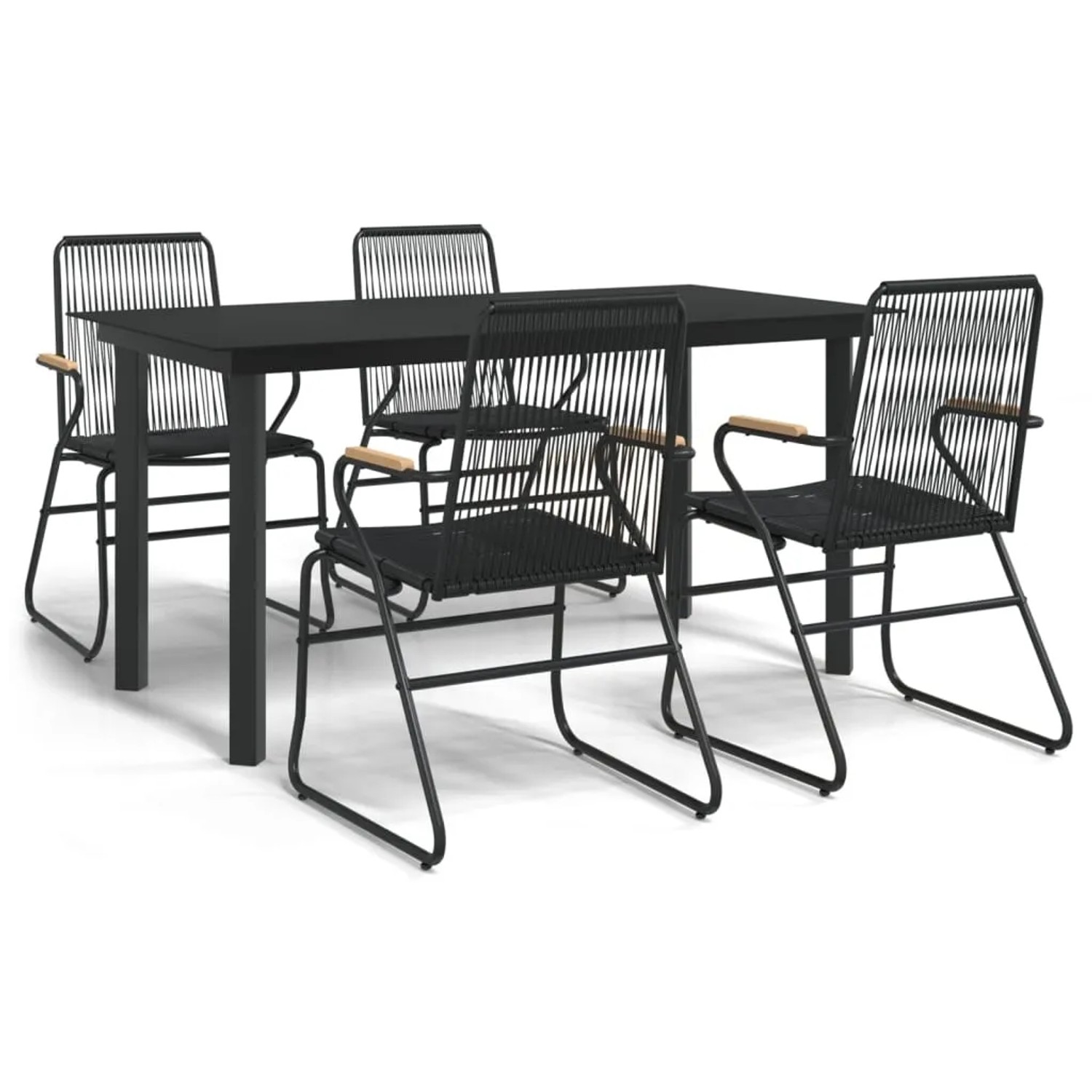 vidaXL 5-Tlg Garten-Essgruppe Schwarz PVC Rattan 3060275