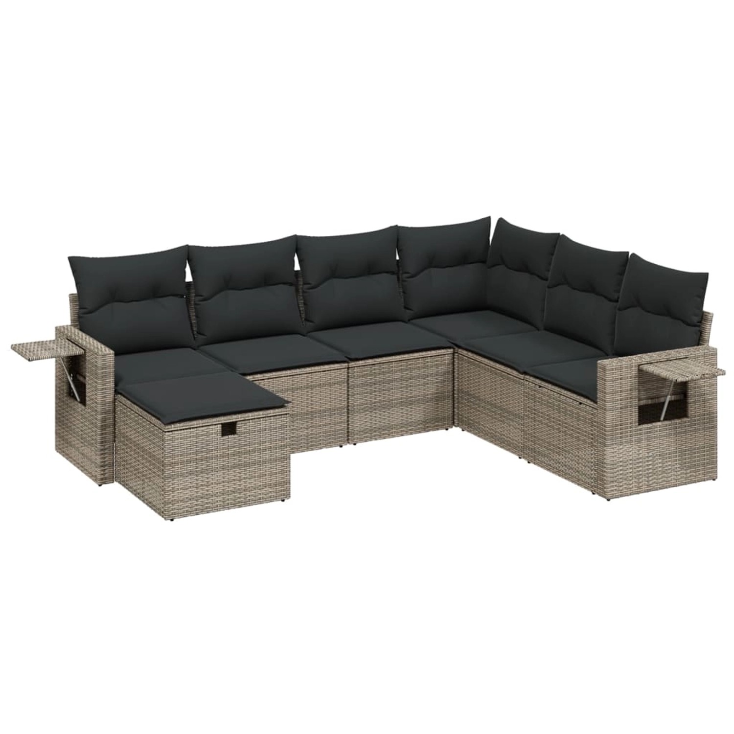 vidaXL 7-Tlg Garten-Sofagarnitur mit Kissen Grau Poly Rattan 3263836 günstig online kaufen
