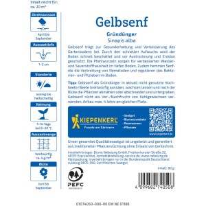 Kiepenkerl Gelbsenf Saatgut, Weißsamiger Senf zur Gründüngung. Fördert Bodengesundheit.