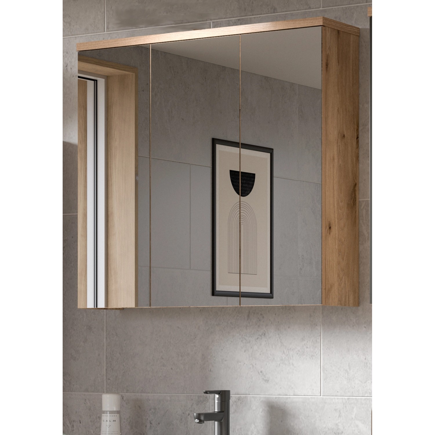 Inn.Furn Spiegelschrank Eiche 80 cm mit Soft-Close Oderzo günstig online kaufen