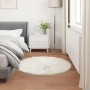 Weißer, runder vidaXL Kunstschaffell Teppich Tafalla (Ø 100 cm) im Schlafzimmer.