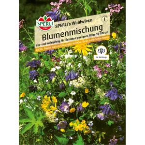 Samenpackung Sperli's Waldwiese Blumenmischung, geeignet für schattige Lagen, insektenfreundlich.
