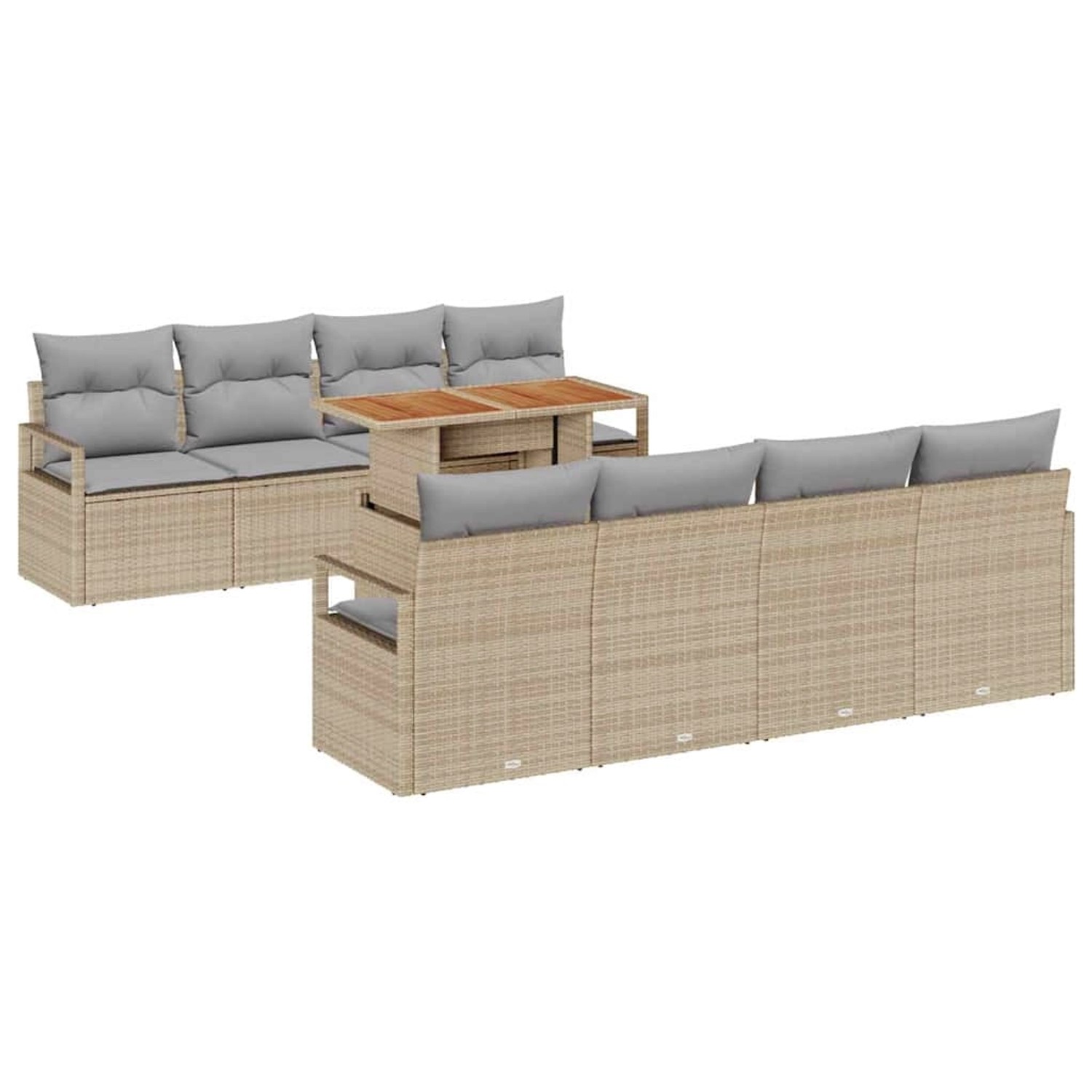 vidaXL Garten-Sofa-Set mit Speicher 9-Tlg Beige Poly Rattan 3358422 günstig online kaufen