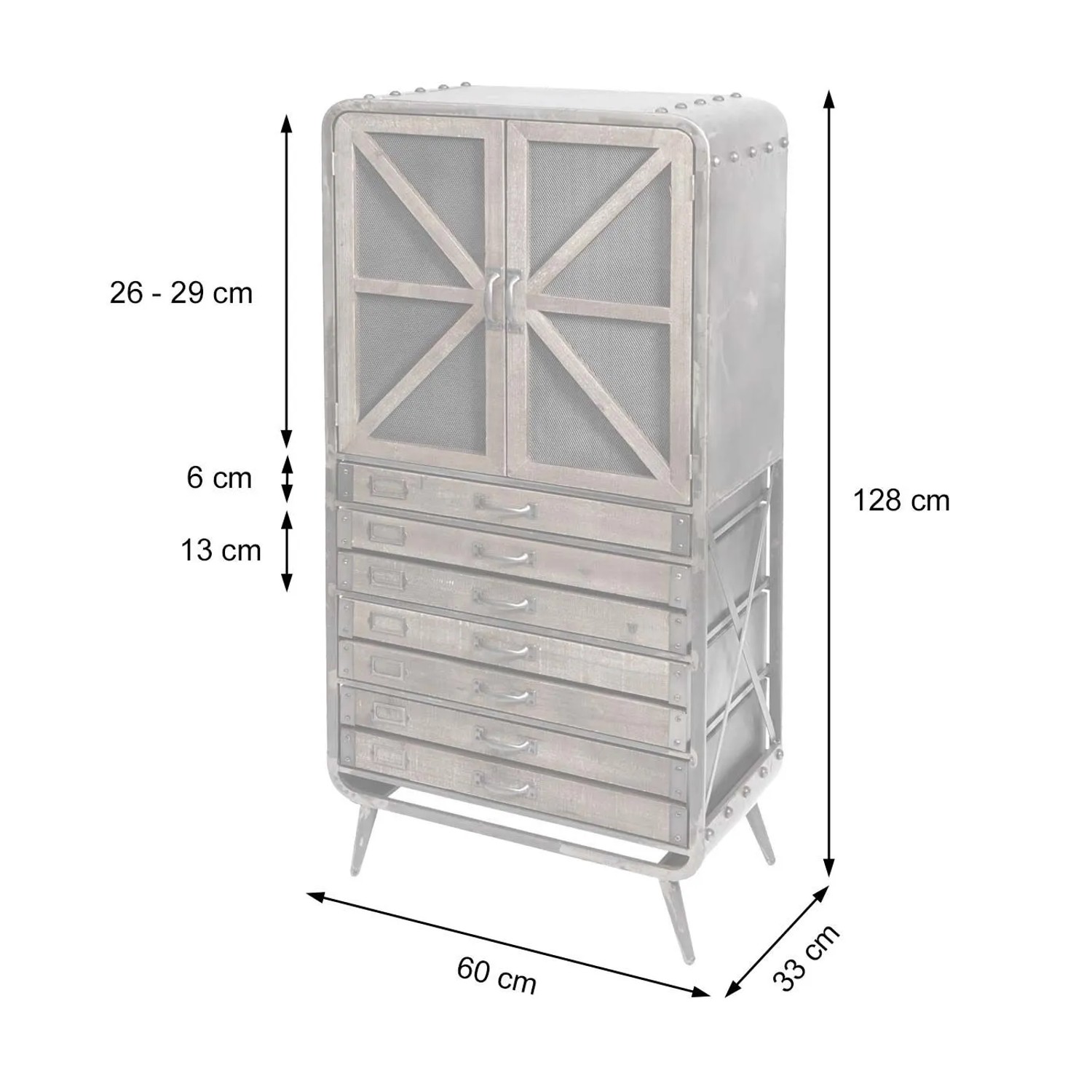 MCW Hochschrank F91 Industrial Tanne Holz Metall 128x60x33cm_9