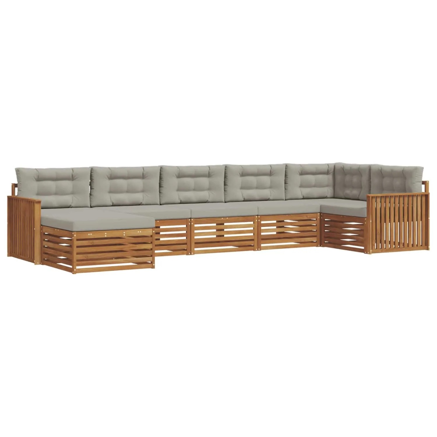 vidaXL Sofagarnituren 7 Tlg Natur und Hellgrau Massivholz Akazie 3373816