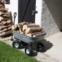 Haemmerlin Gartenwagen mit Kipper 4x4, grau, beladen mit Holz.