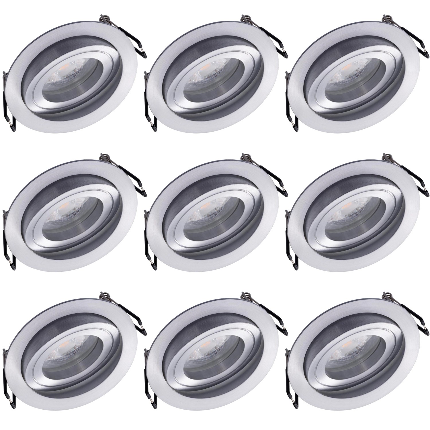Oktaplex 9er Set Einbauleuchte Aluminium Lyon Schwenkbar Stufenlos Dimmbar günstig online kaufen
