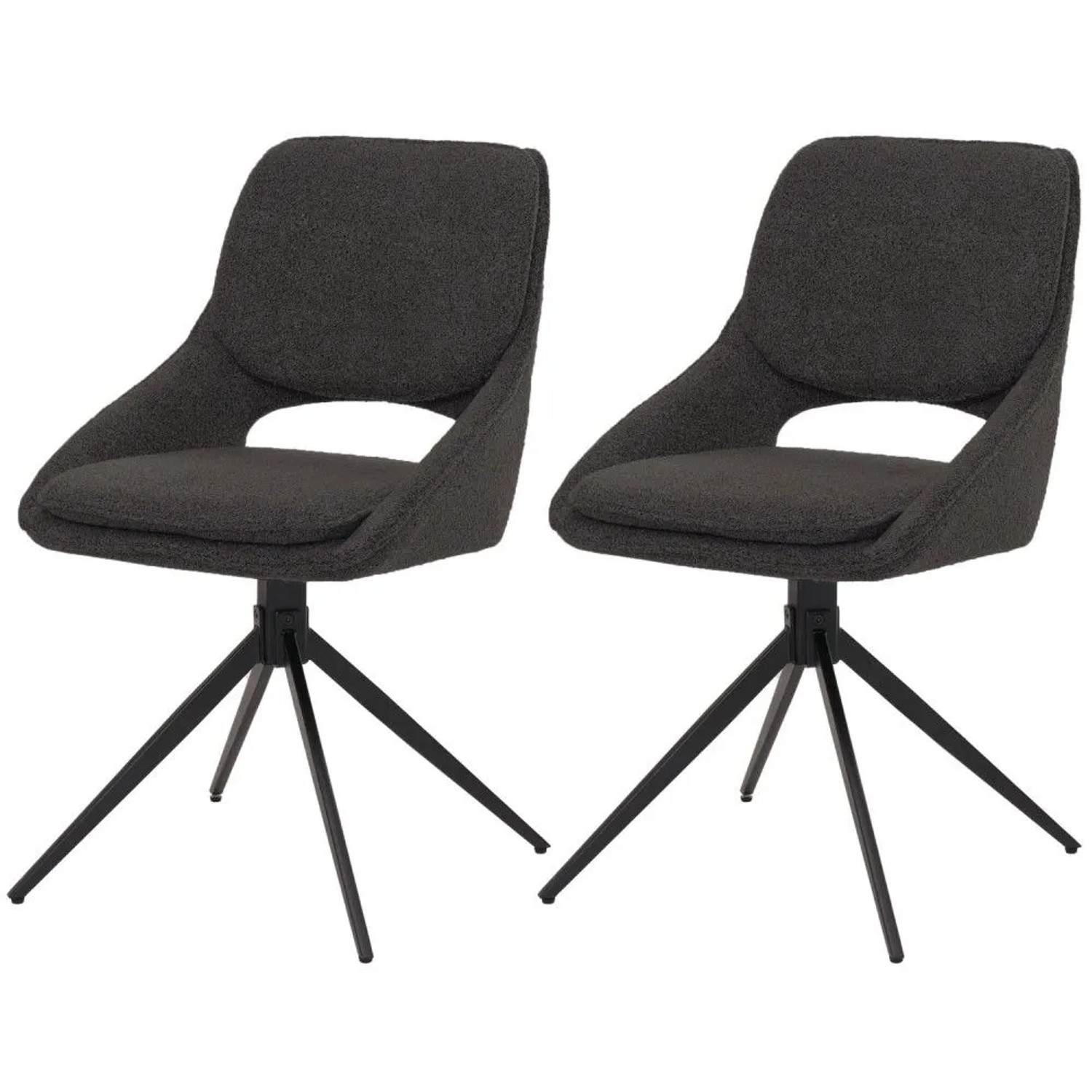 MCW Esszimmerstuhl N73 2er-Set Stoff/Textil Boucle 540g/m² Dunkelgrau