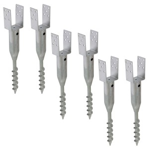 6er Set TRUTZHOLM Bodenhülsen zum Einschrauben, feuerverzinkt, für Zaunbau & Sichtschutz.
