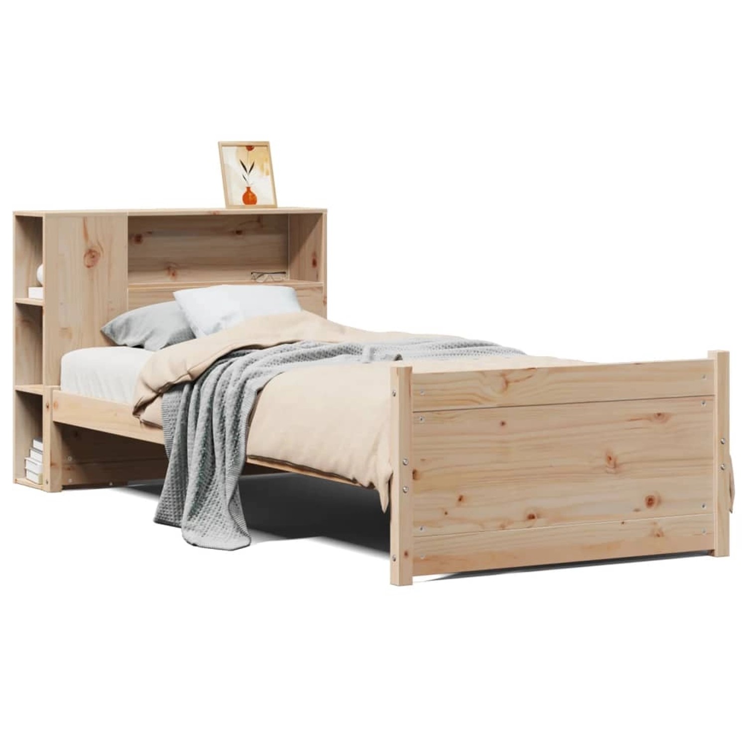 vidaXL Massivholzbett mit Regal ohne Matratze 90x190 cm Kiefer 3322449 günstig online kaufen