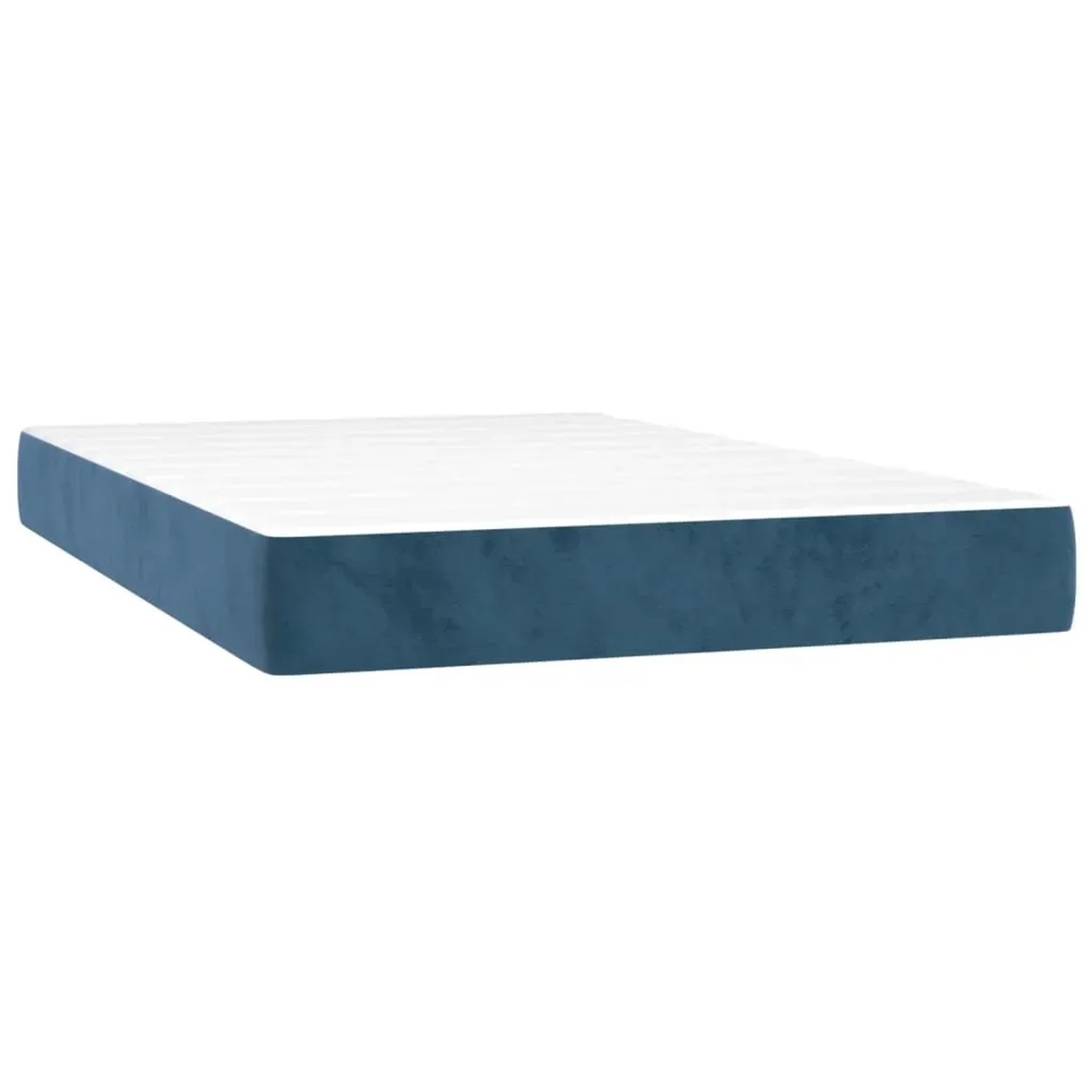 Boxspringbett Matratze, dunkelblau, 120x200 cm. Samtbezug, weiße Liegefläche. Bett für erholsamen Schlaf.