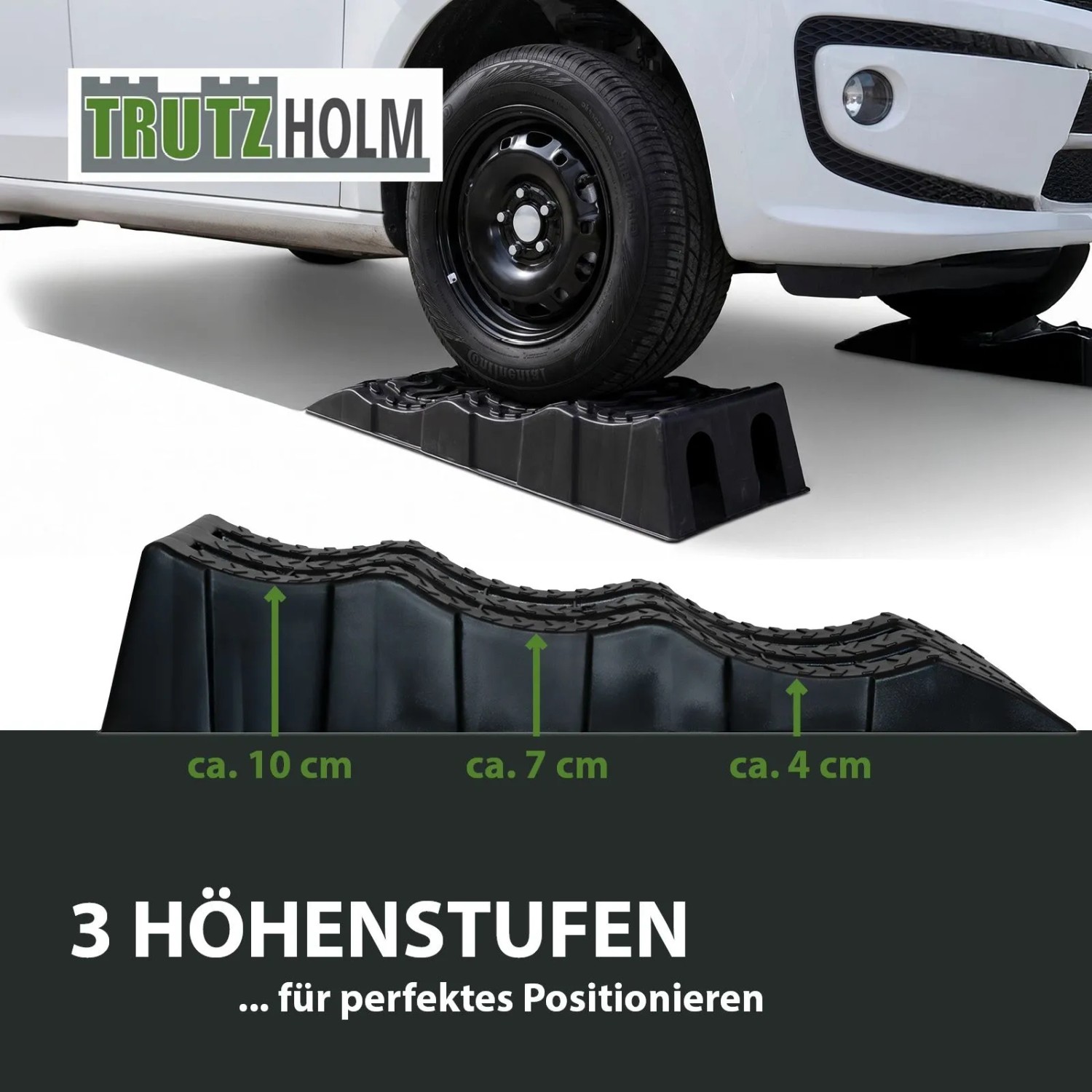 TRUTZHOLM Auffahrkeile für Wohnmobil, 3 Stufen, bis 3,5t, mit Tasche. Auto auf Keil.