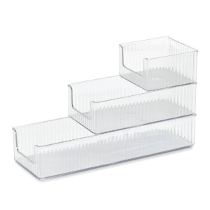 Zeller Utensilien-Organizer Set, 3 transparente Kunststoff Aufbewahrungsboxen.