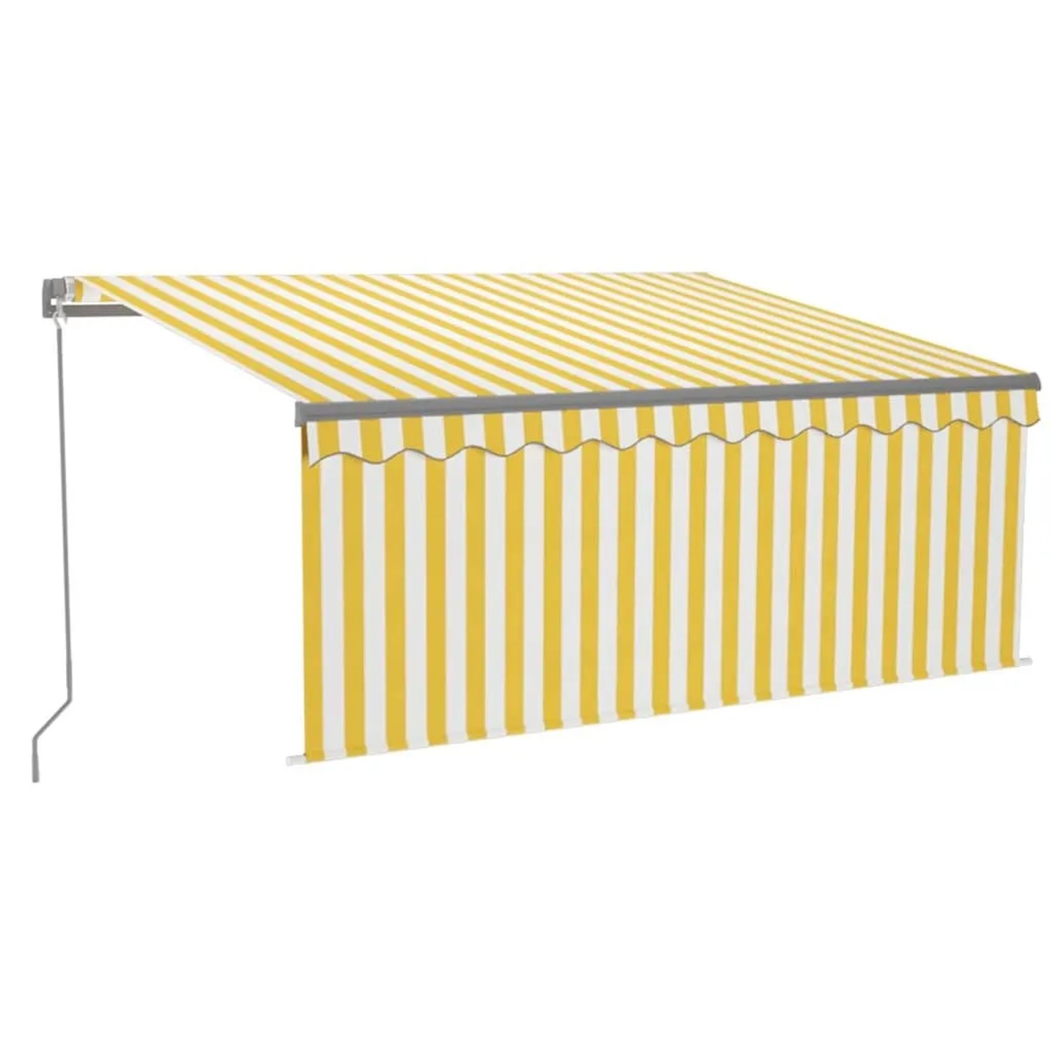 Gelb-weiße vidaXL Markise mit Rollo und LED, 3x2,5m. Manuell einziehbar.