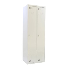 PROREGAL Spind Amego mit 2 Abteilen, lichtgrauer Metall-Kleiderschrank.