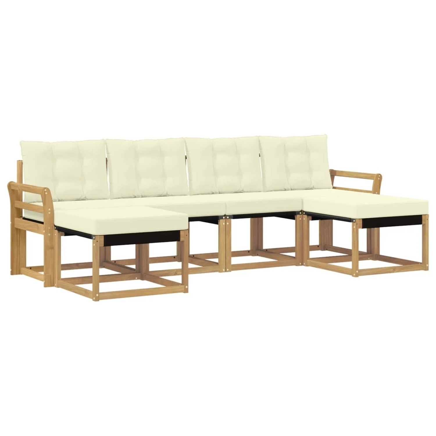 vidaXL Outdoor-Sofagarnitur mit Kissen 6-Tlg Weiß und Creme 3389740