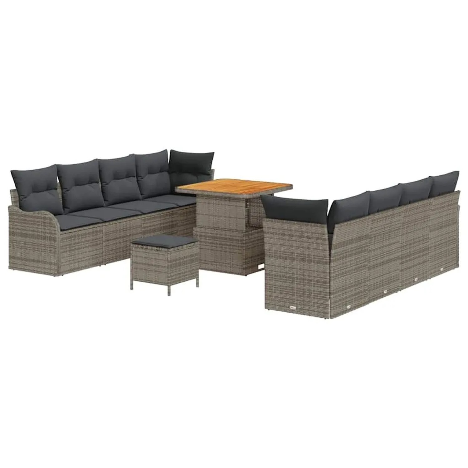 vidaXL Garten-Sofa-Set mit Kissen mit Speicher 11-Tlg Grau 3364188