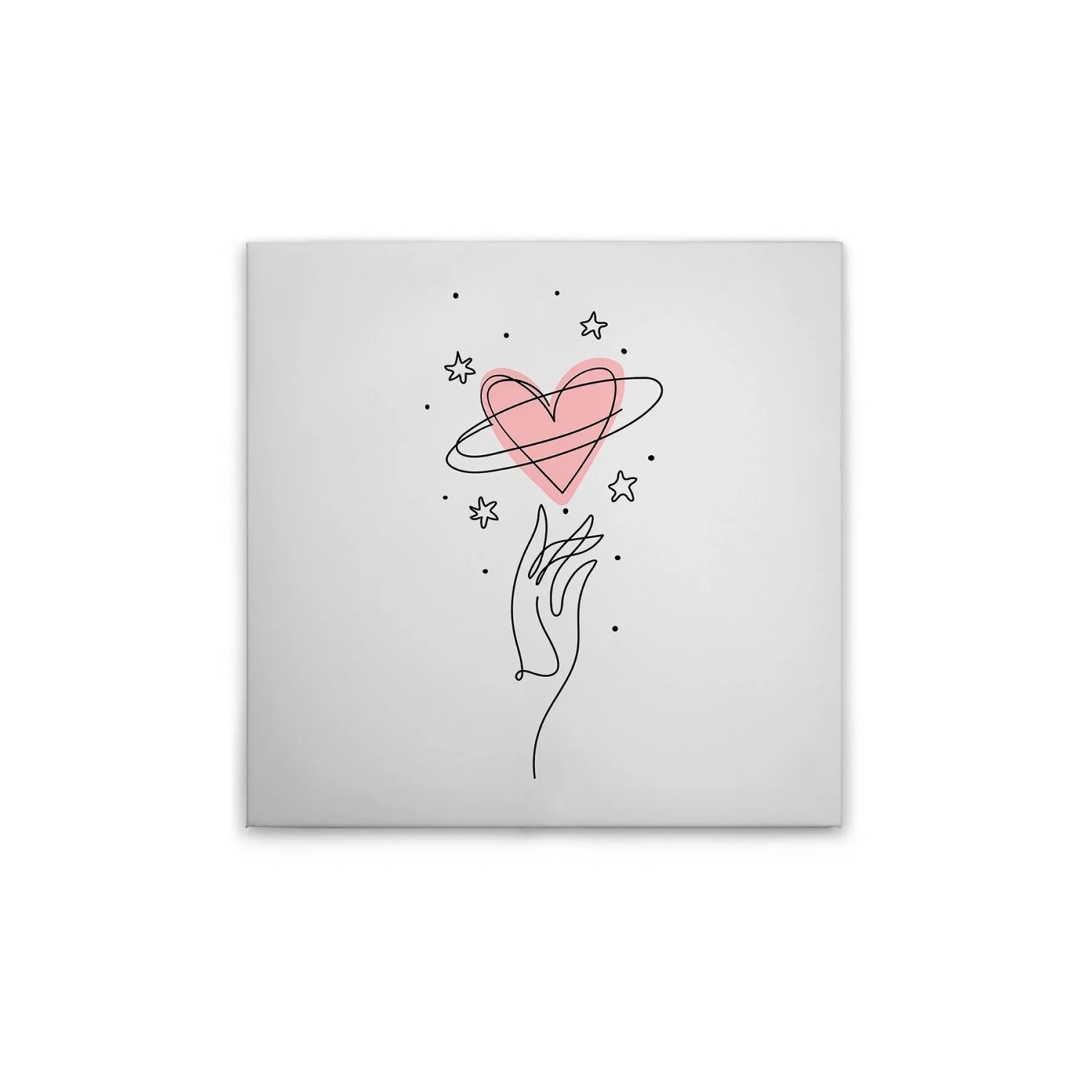 Tadessi Leinwandbild - M1-No.51599 - Oneliner Herzen mit Hand - 40 x 40 cm - Quadratisch