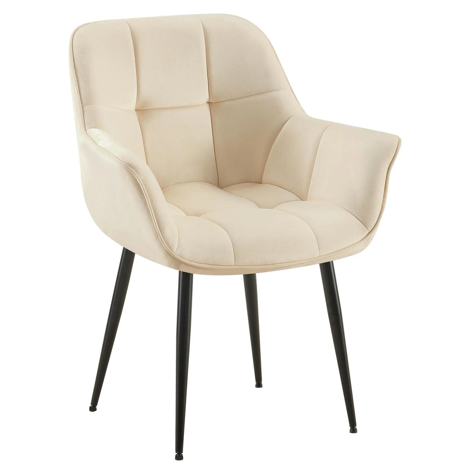 DELUKE Esszimmerstuhl GUNIM Samt Creme 65x58x85cm Essstühle Esszimmerstühle Küchenstühle Wohnzimmerstühle