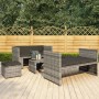 Graues 5-tlg. Garten Lounge Set mit Auflagen aus Poly Rattan. Gartenmöbel für entspannte Stunden im Freien.