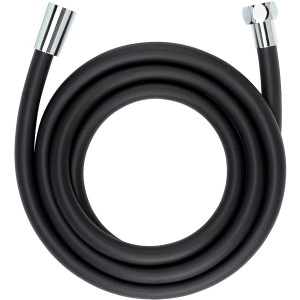 Wenko Duschschlauch, 175 cm, schwarz matt, mit verchromten Messing-Anschlüssen.