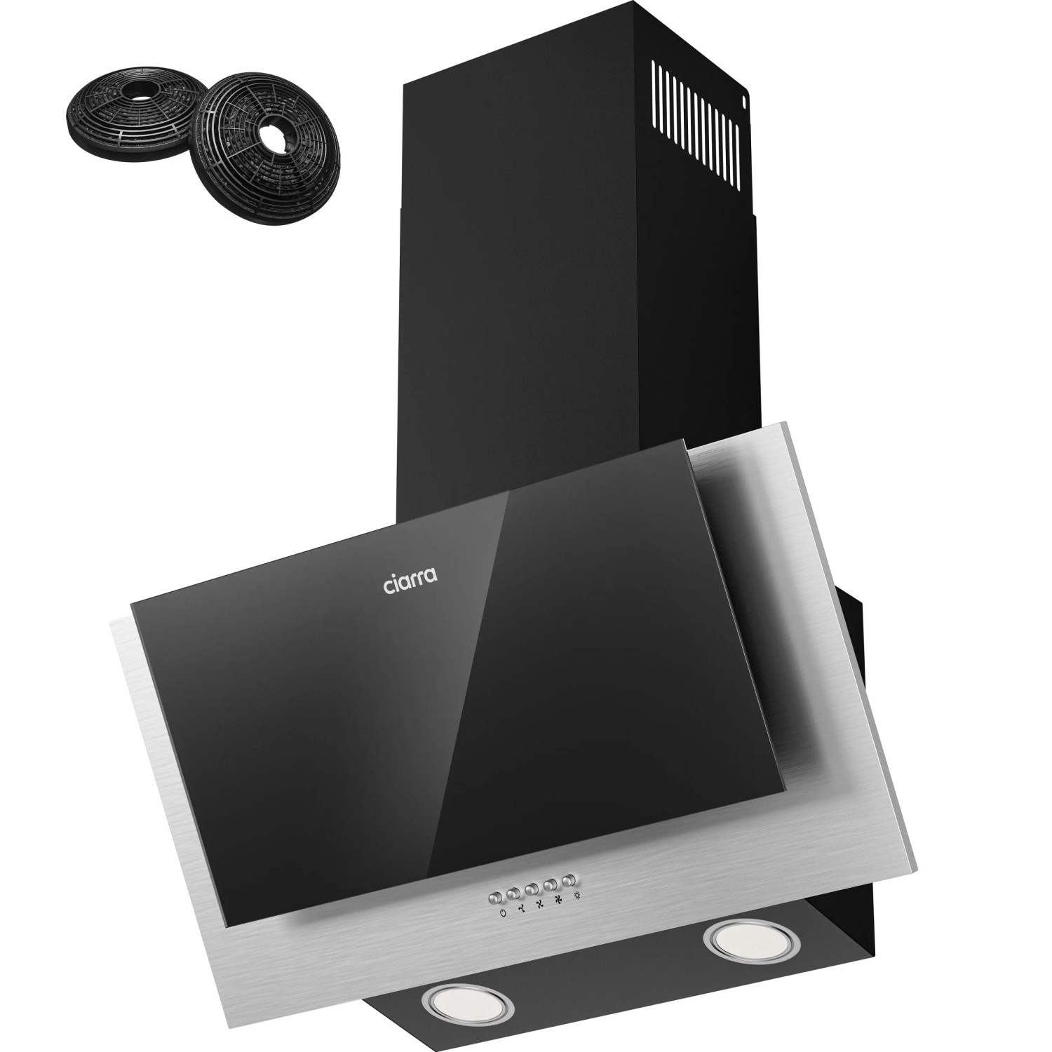 CIARRA Dunstabzugshaube 60 cm 350 m³/h A++ Kopffrei Schwarz VM6736CB