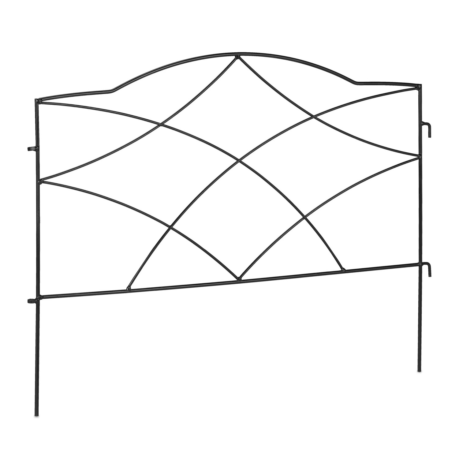 Relaxdays Beetzaun Metall Schwarz 6-teilig Steckbar 363 cm x 31,5 cm
