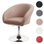 Moderner MCW Esszimmerstuhl F19 in Taupe mit Kunstlederbezug und verchromtem Fuß.