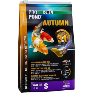 JBL ProPond Autumn S Koi-Futter, 1,5kg Packung mit Koi und Futterwaffeln.