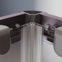 Schulte Sunny Eckeinstieg Dusche: Detail der Gunmetal Profile, Schiebetüren und Klarglas. Hochwertige Eckdusche.