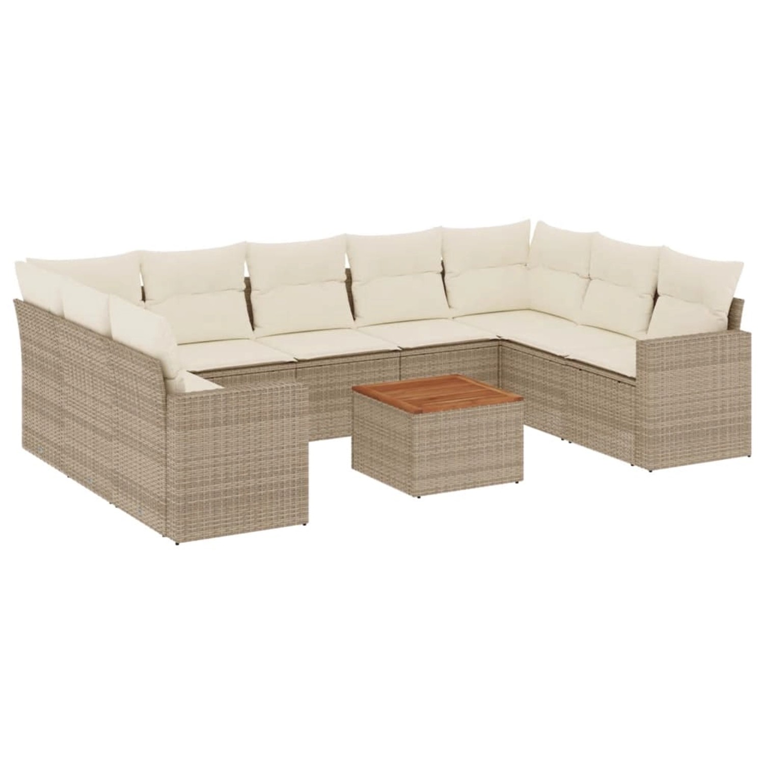 vidaXL 10-Tlg Garten-Sofagarnitur mit Kissen Beige Poly Rattan 3256597 günstig online kaufen