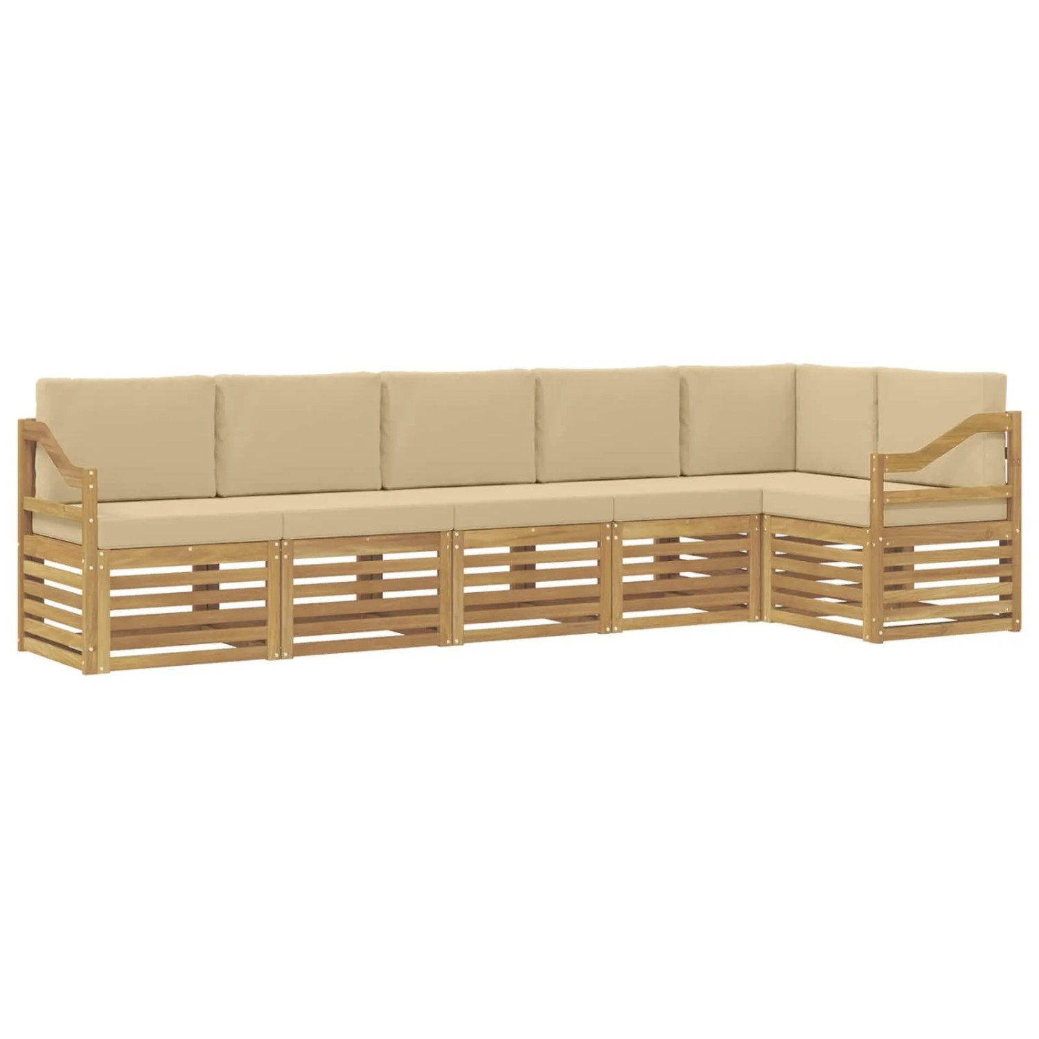 vidaXL Outdoor-Sofagarnitur 6 Stk Weiß und Beige 304 x 126,5 x 73 cm 3391933