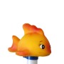 Orangefarbenes Pool Thermometer in Fischform mit Schnur zur Temperaturmessung.