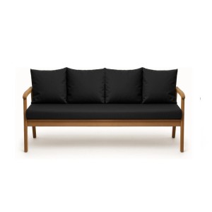 Schwarzes Bankkissen-Set für Gartenbänke: Sitzkissen (180x60) und 4 Rückenkissen (50x56).