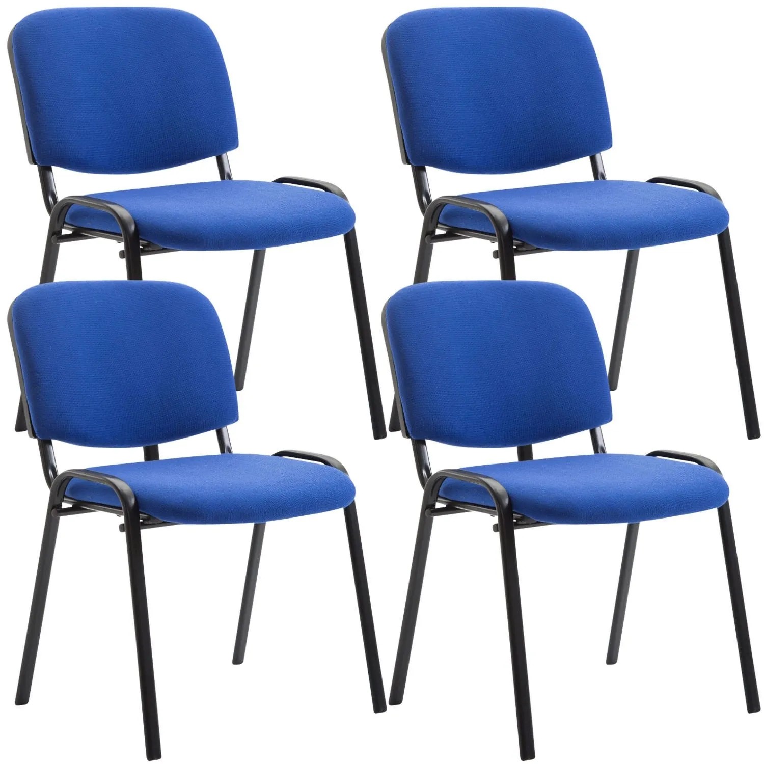 DELUKE 4er Set Besucherstuhl ZAGREB Stoff Blau 53x53x83cm Konferenzstuhl Wartezimmerstuhl Bürostuhl