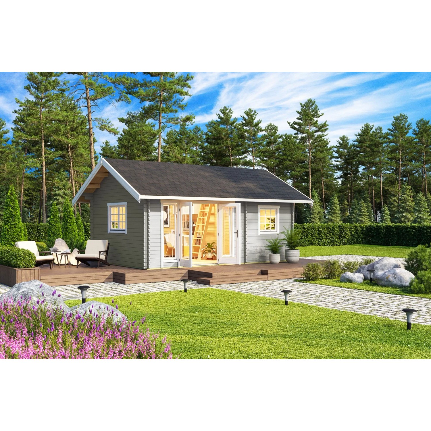 Lasita Gartenhaus Caroline 2.1 Lichtgrau 575 cm x 390 cm