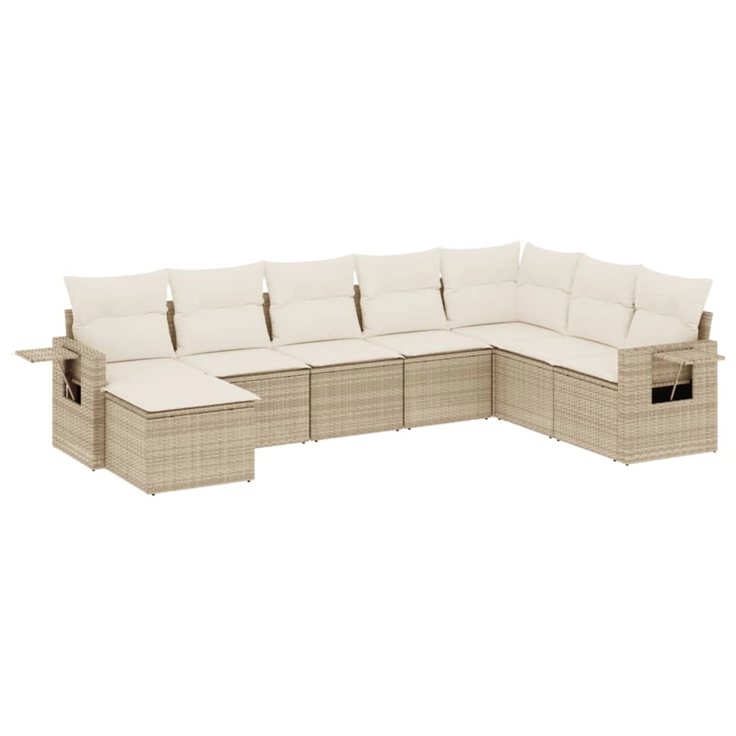 vidaXL 8-Tlg Garten-Sofagarnitur mit Kissen Beige Poly Rattan 3252895 günstig online kaufen