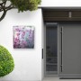 Edelstahl Briefkasten mit Lavendel Motiv und Zeitungsfach, montiert an einer weißen Hauswand.