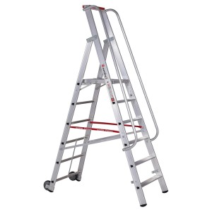 Euroline Premium Stufenstehleiter mit 6 Stufen und großer Standplattform.