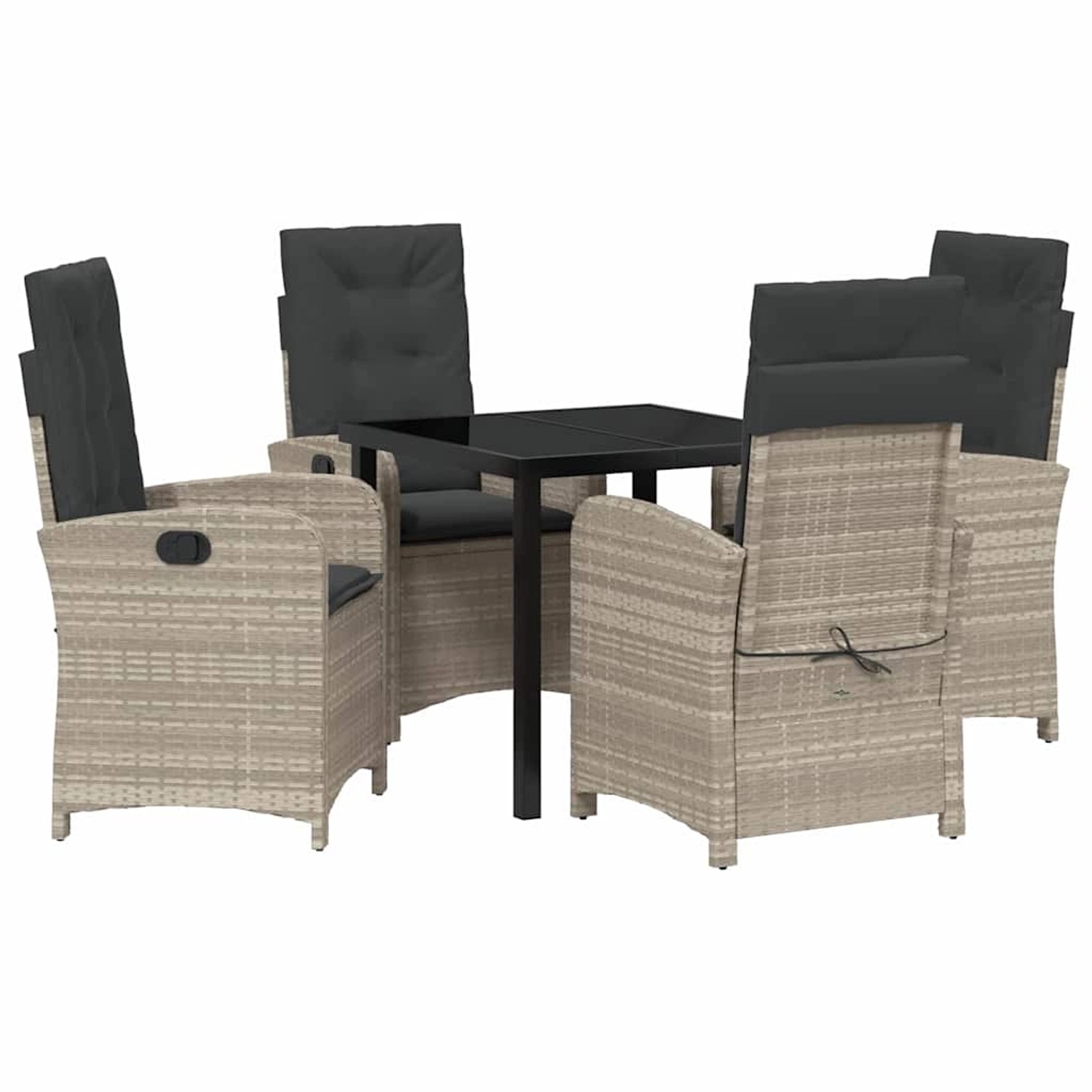 vidaXL Garten Essgruppe 5-Tlg Hellgrau Poly Rattan 3380296 günstig online kaufen