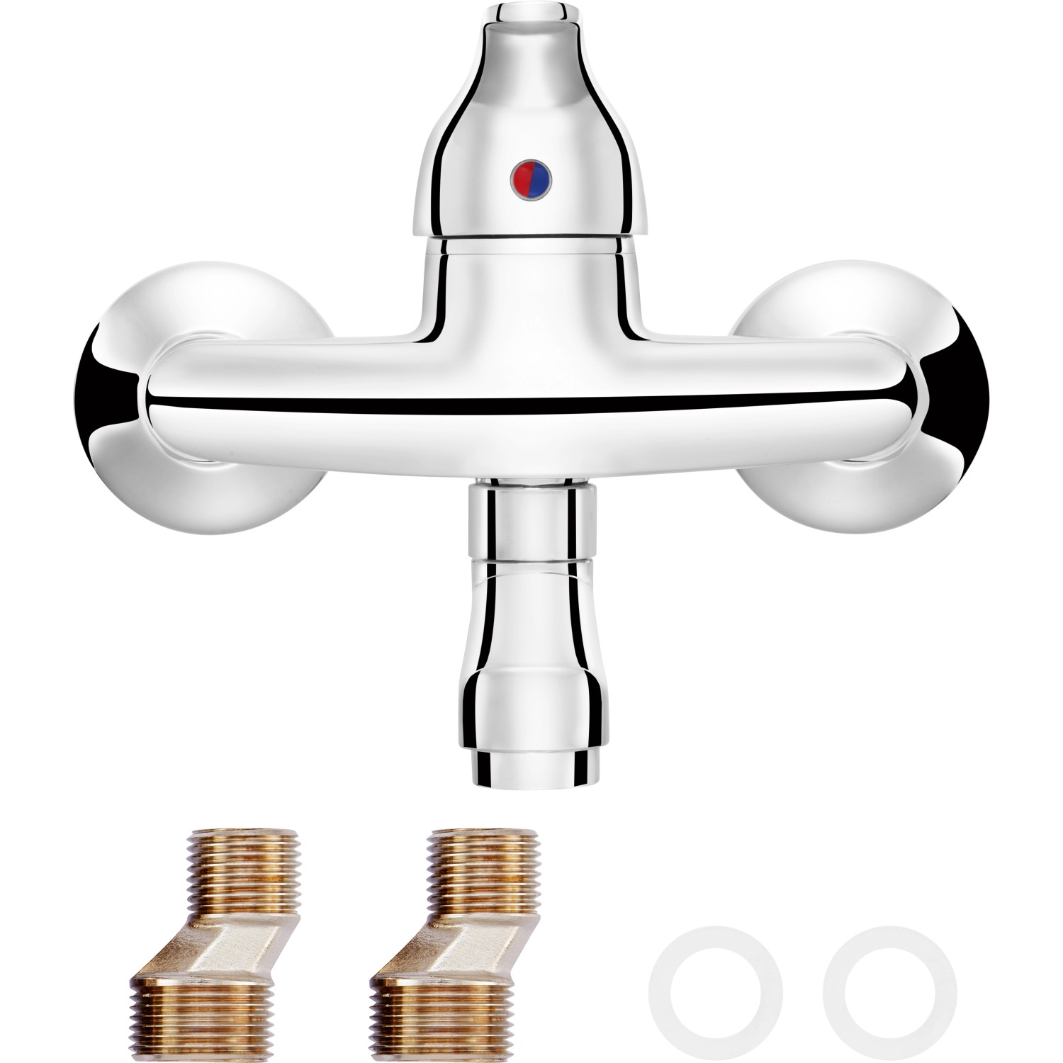 baliv Küchenarmatur KI-1220 Chrom, Wandarmatur mit schwenkbarem Auslauf und Zubehör.