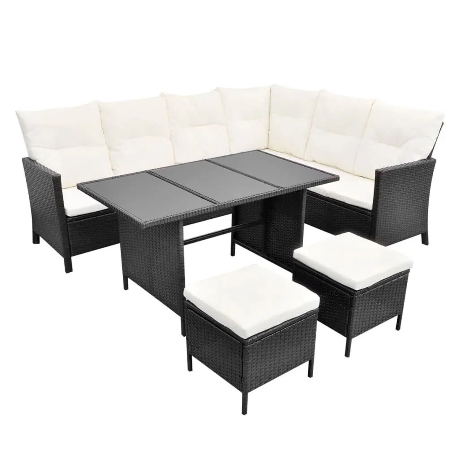 Furnicato 4-tlg Garten-lounge-set Mit Auflagen Poly Rattan Schwarz