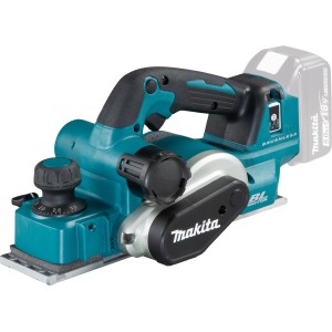Makita Akku-Hobel DKP181Z, 82mm, 18V Solo, in türkis und schwarz. Hobel für Holzbearbeitung.