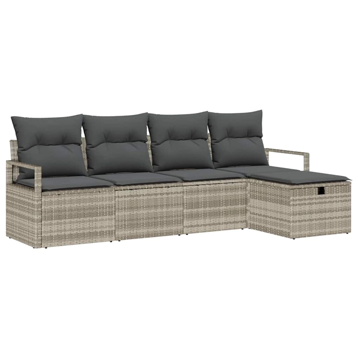 vidaXL 5-Teiliges Garten-Sofa-Set mit Kissen in Hellgrau aus Poly Rattan 33 günstig online kaufen