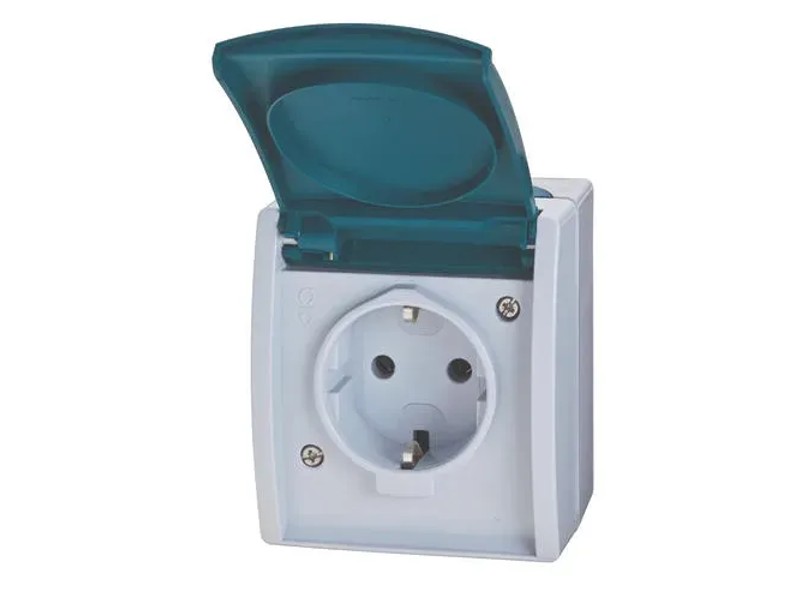 ORNO OE-7105 Steckdose Aufputz IP44 – Grau-Graphit | Für Französischen Markt