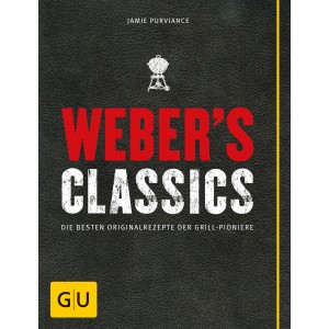 Weber's Classics Grillbuch mit Rezepten für Fleisch, Fisch und Gemüse.