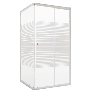 Schulte Eckdusche Sunny, 175x90x90 cm, mit Schiebetür und silbernen Profilen.